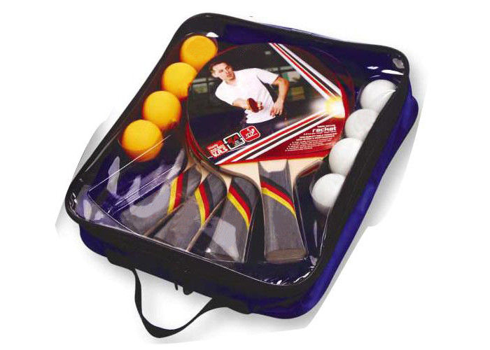4 Bats / 8 Balls Tenis Meja Set PVC Bag Contour Handle Dengan Multi Laminate Grip