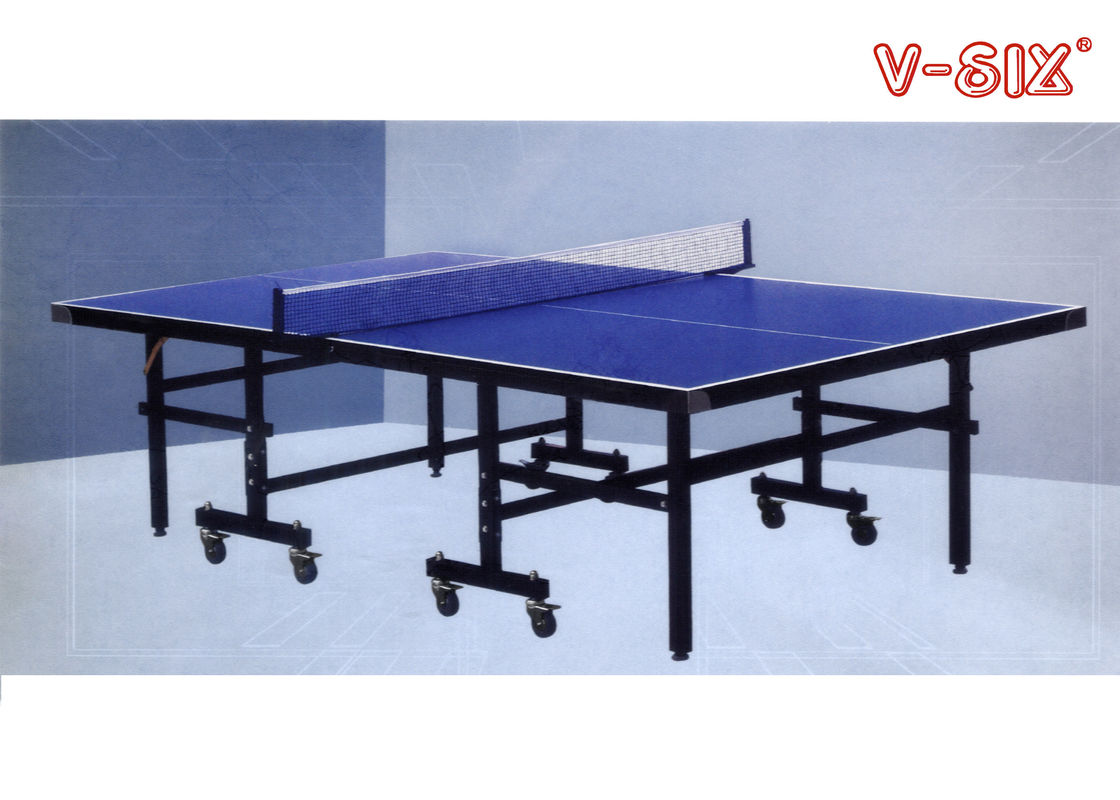 Single Folding Ping Pong Table Moveable T Form Leg Dengan Pelindung Steel Corners